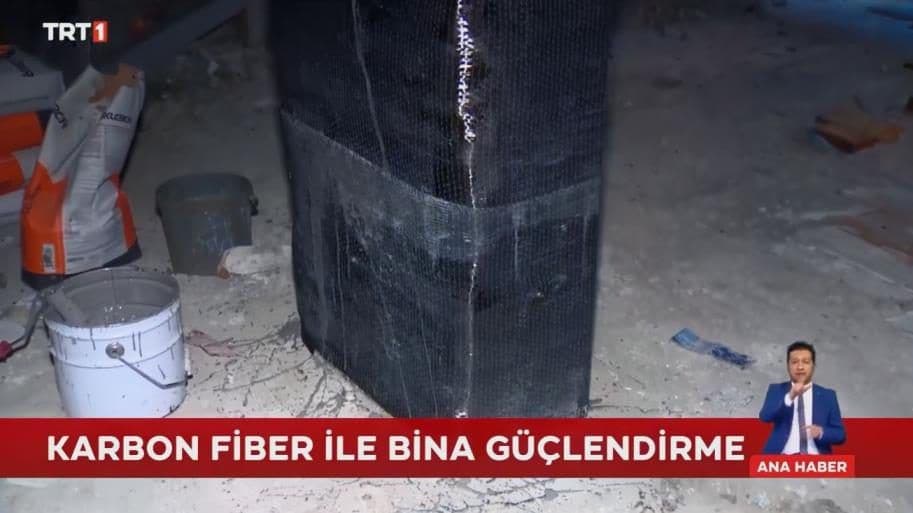 TRT 1 yayınında karbon fiber ile bina güçlendirme uygulaması